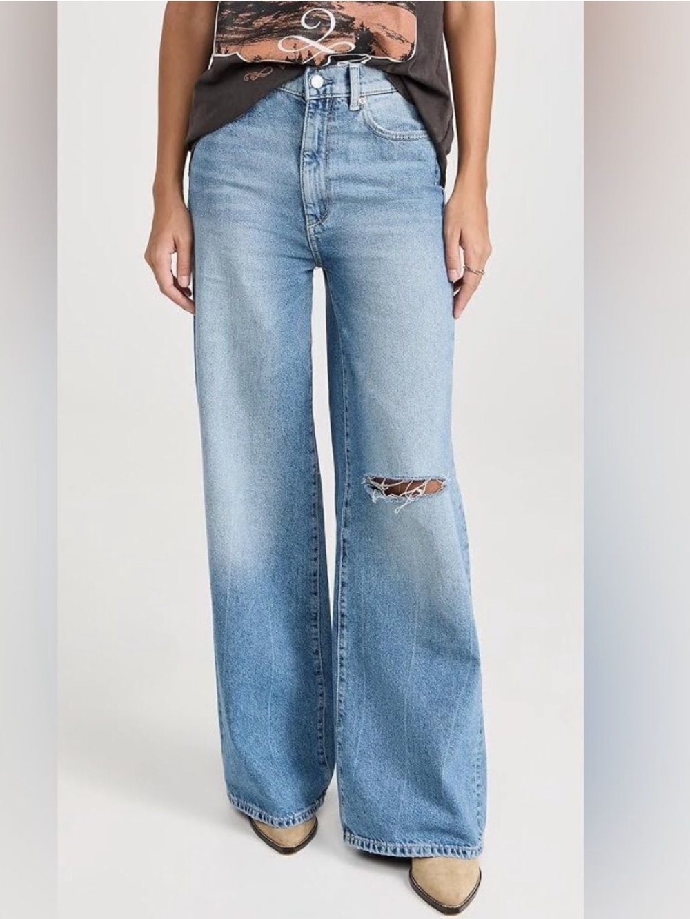 DL1961 Hepburn Wide Leg High Rise Jeans Salton Sea Distressed Women's 27